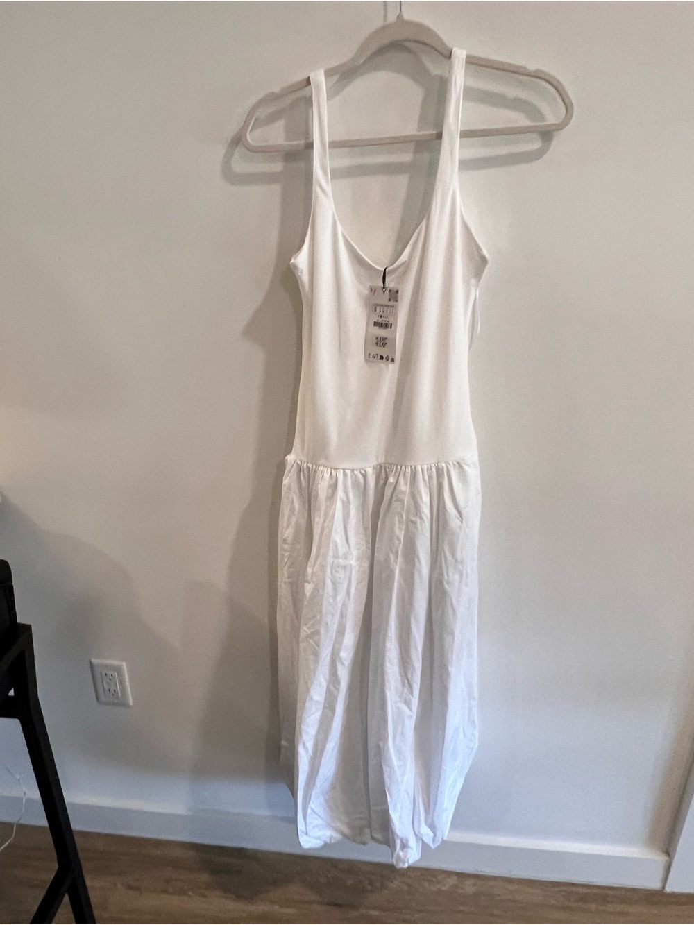 ZARA White Sleeveless Bubble Hem Midi Dress | Size Small | NWT